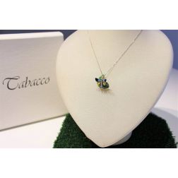 Blue and Yellow Butterfly on leaf Pendant