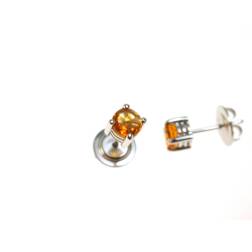 Solitaire earrings with 5mm Citrine Topaz with 3 circles
