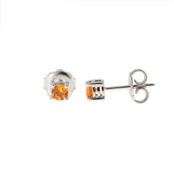 Solitaire earrings with 3.50mm Citrine Topaz with 3 circles