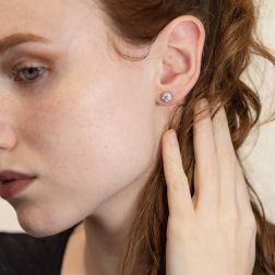 Light Point Earrings with 0.50ct Contoured Diamonds photo worn