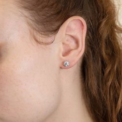 Light Point Earrings with 0.50ct Contoured Diamonds photo worn