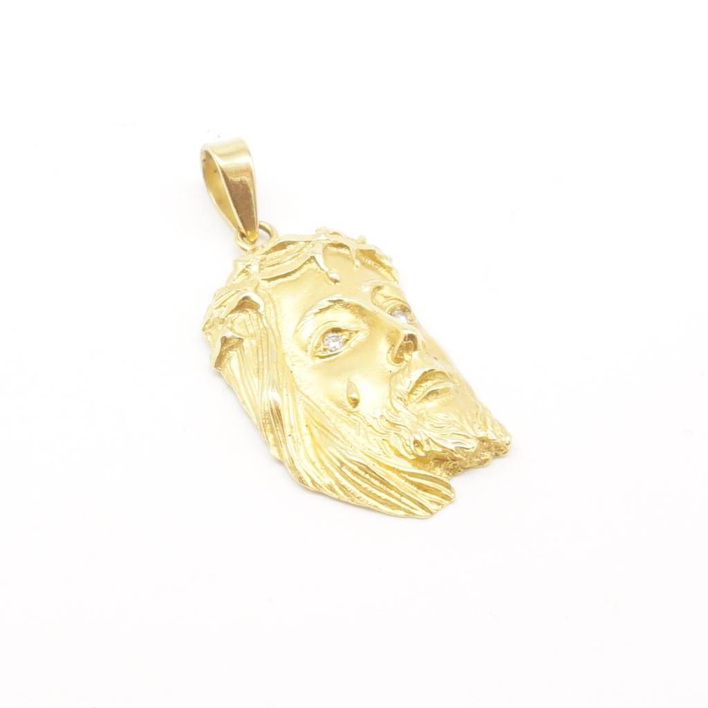 Medaglia Testa di Cristo oro giallo e diamanti