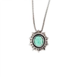 Kate Necklace with Emerald 5x4mm and Diamonds