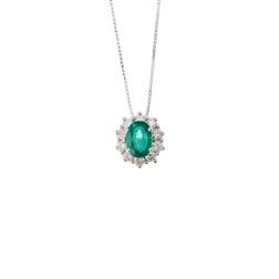 Collana Girocollo Kate con Smeraldo 7x5mm e Diamanti