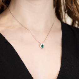 Kate Necklace with Emerald 7x5mm and Diamonds photo worn