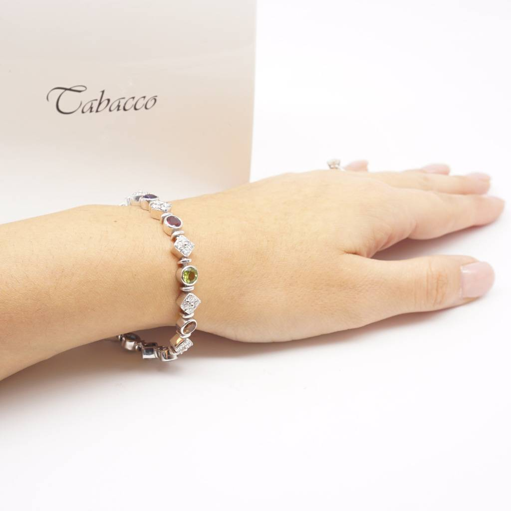 Bracciale tennis trilogy placcato oro rosa cuore con luminosissimi cristalli