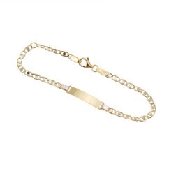 Bracciale con Targa Grumetta e Traversino Oro Giallo e Bianco
