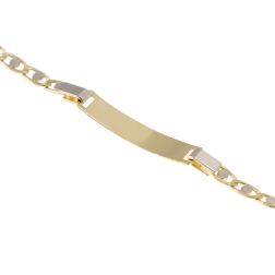 Bracciale con Targa Grumetta e Traversino Oro Giallo e Bianco