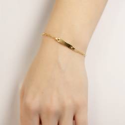 Baby bracelet 3+1 Figaro chain with tag in Yellow Gold photo worn