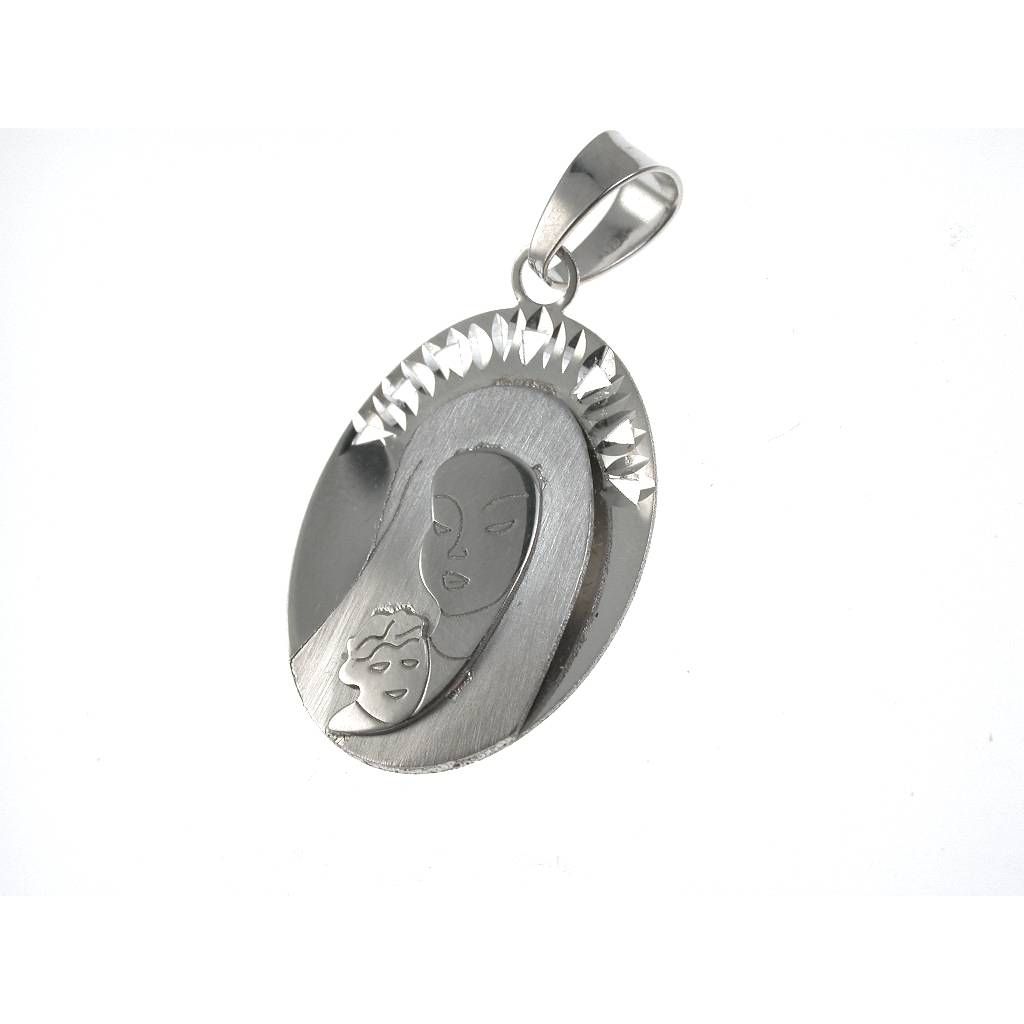 Ciondolo Madonnina e Gesù bambino oro bianco