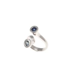 Ring Stems shades of Blue Acquamarine and Blue Sapphires