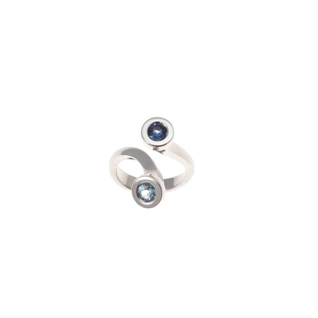 Ring Stems shades of Blue Acquamarine and Blue Sapphires