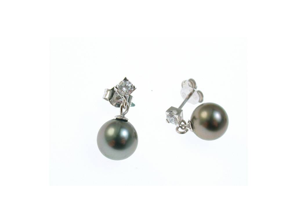 Tahiti Pearl and Diamond Earrings