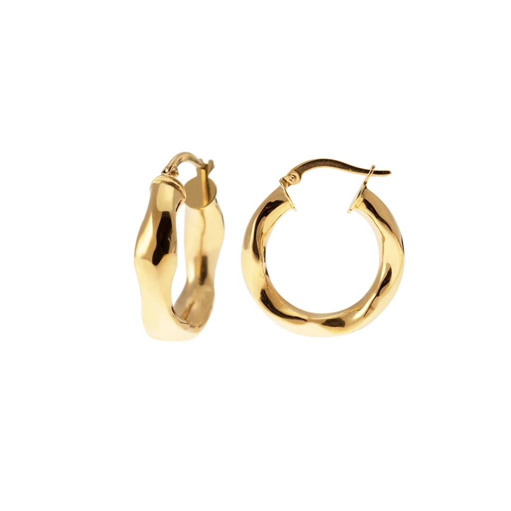 Carissima Orecchini A Cerchio Ovale In Oro Giallo 9kt (375) Taglio Diamante - 10,5x11 Mm - Collezione Italiana