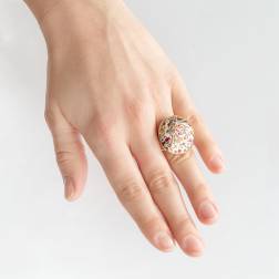 anello coriandoli oro rosa 18kt indossato