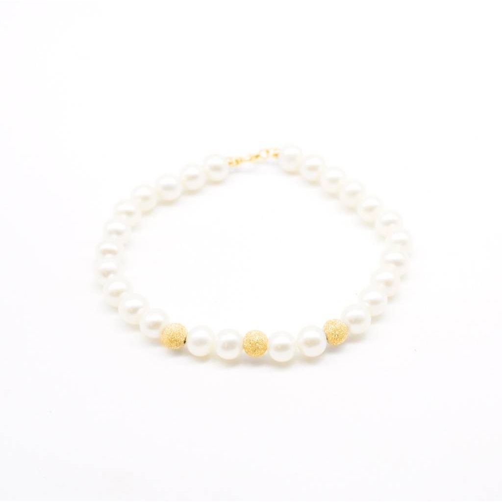 Bracciale Perle Targa 3 Oro Giallo