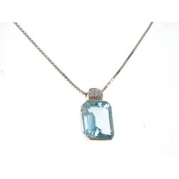 Octagonal Aquamarine Pendant Necklace