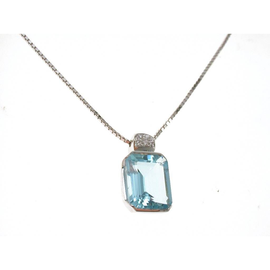 Octagonal Aquamarine Pendant Necklace
