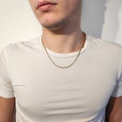 Collana 1+1 grumetta & traversino bicolore 50 cm Foto Indossata