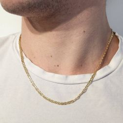 Collana Traversino 50cm x 3.40mm Oro Giallo foto indossata
