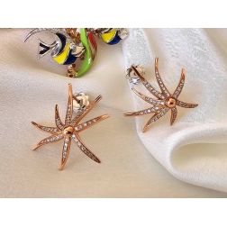 Orecchini Stelle Marine con Diamanti in Oro Rosa