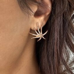 Photo of worn Diamonds Earrings Starfish Rose Gold