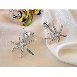 Orecchini Stelle Marine con Diamanti in Oro Bianco