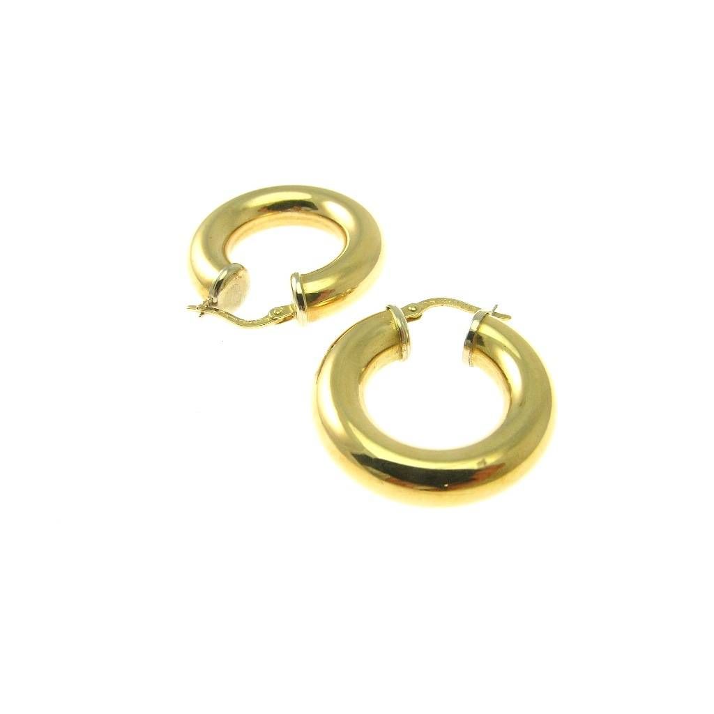 Boccole Lucide Tubolari in Oro Giallo 2,60cm x 5,90mm con bordi in Oro Bianco