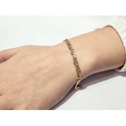 Bracciale maglia 1+1 tigre e pernice sfaccettata oro giallo 21,5cm x 4.4mm foto indossata