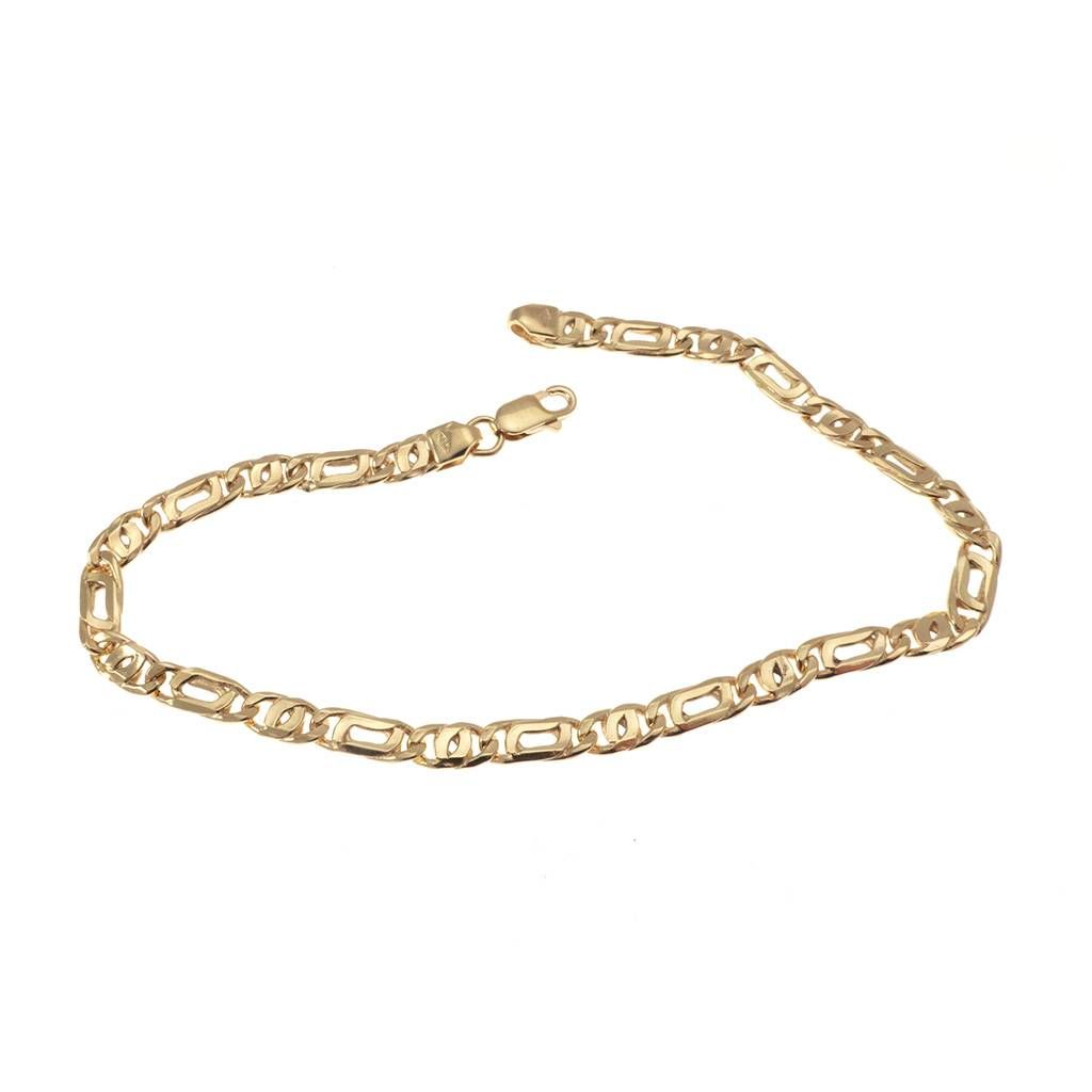 Bracelet 21,5cm x 4.4mm faceted 1+1 Tiger chain yellow gold