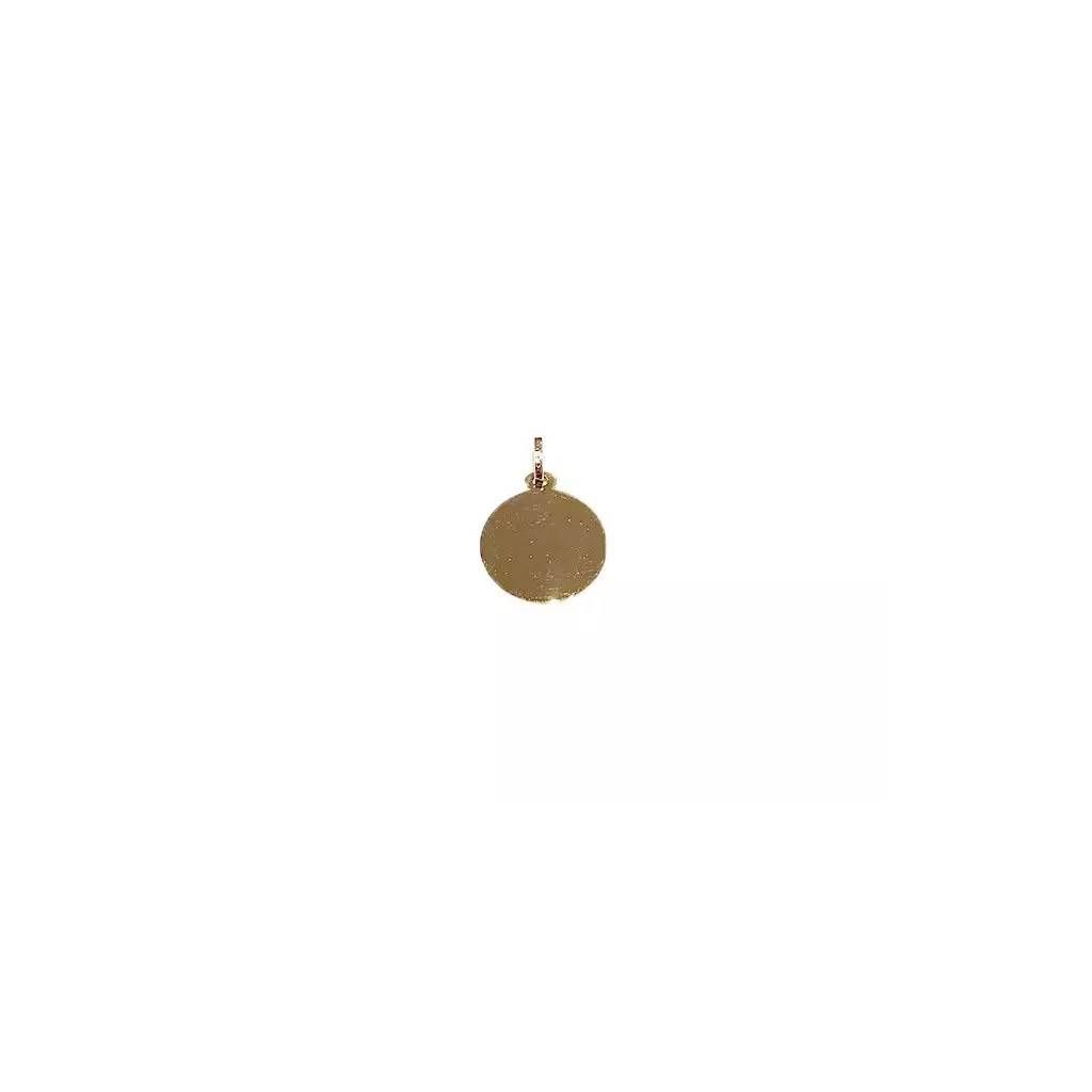 Yellow Gold 1,58cm diameter Round Medal Pendant 0,35mm Thickness