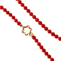 TreasureBay Collana In Corallo Rosso A Doppio Filo – Perle 6x14mm, Lunghezza 48 Cm, In Confezione Regalo