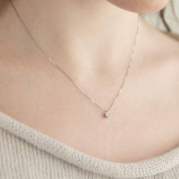 photo of worn Necklace with Faceted circle charm 0,016 ct