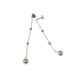 Point of Light and Pearl Pendant Earrings