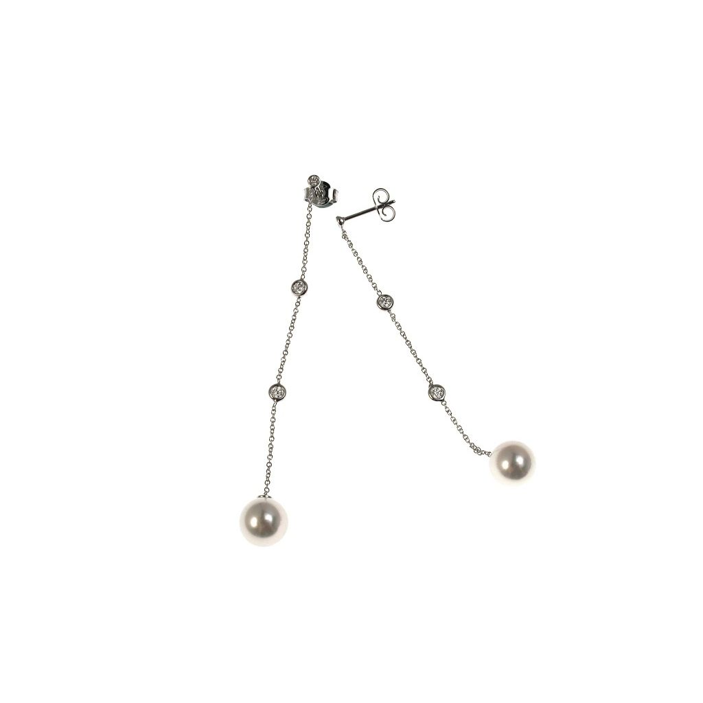 Point of Light and Pearl Pendant Earrings