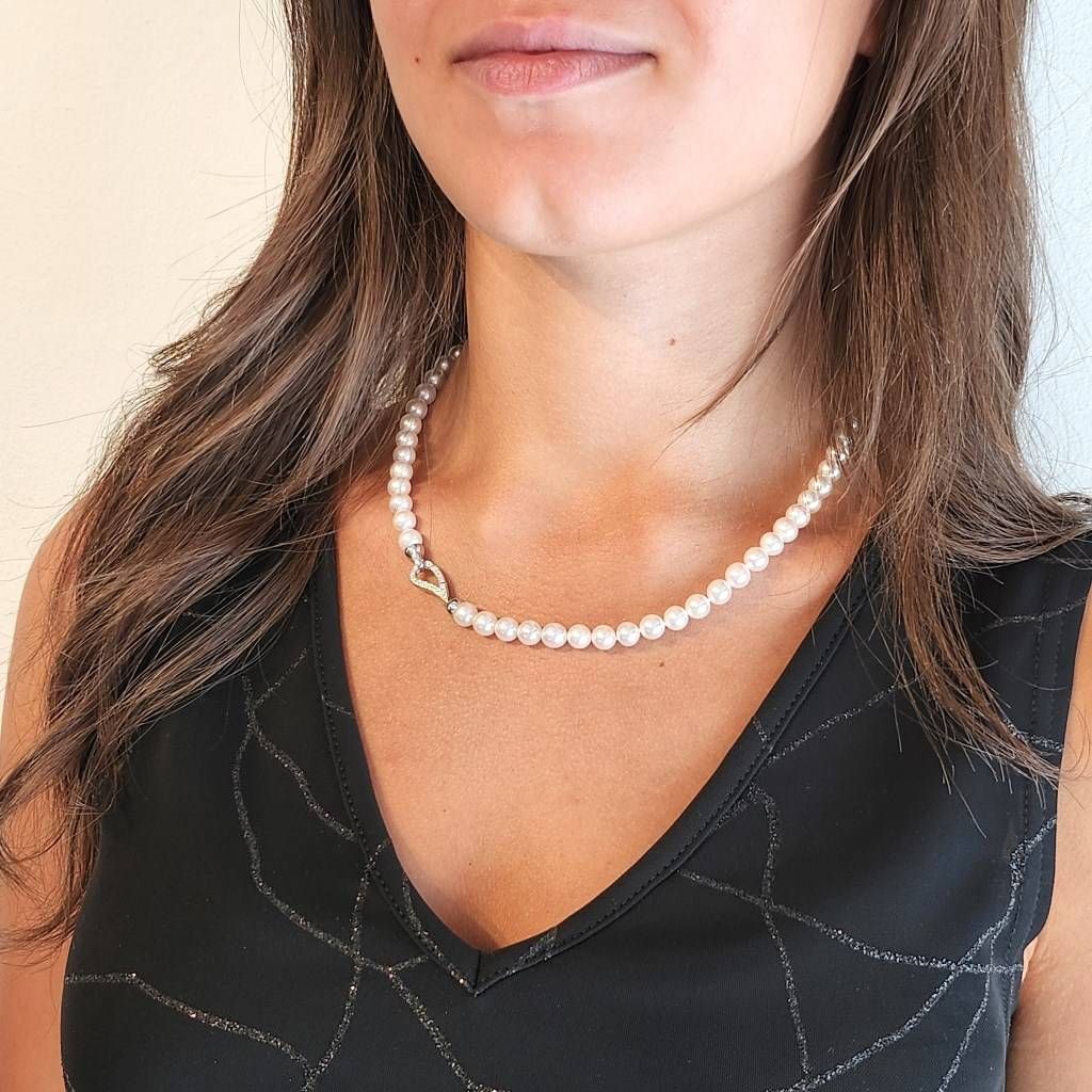 Collana in perle di Tahiti a goccia, 4 chiusure a baionetta oro 750