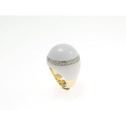 Anello Cupola Bianca oro giallo e bianco