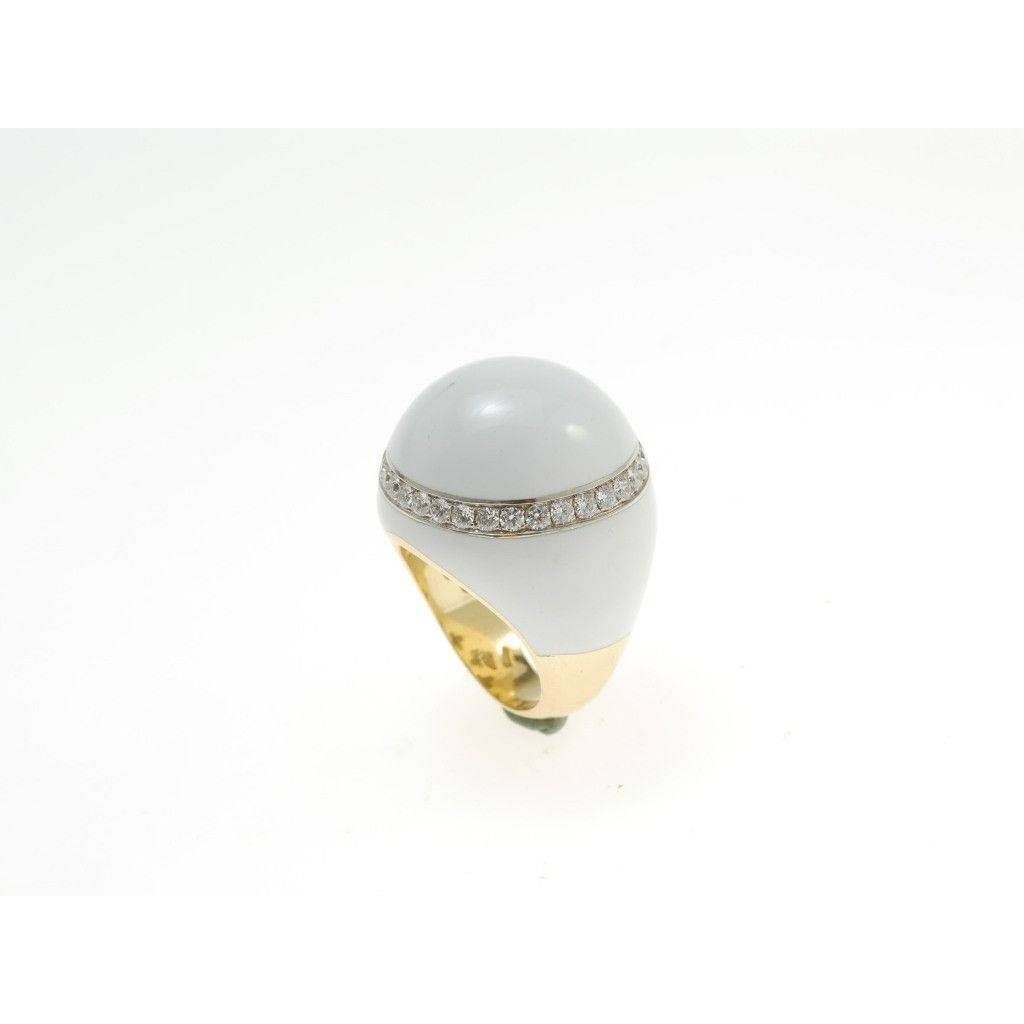 Anello Cupola Bianca oro giallo e bianco