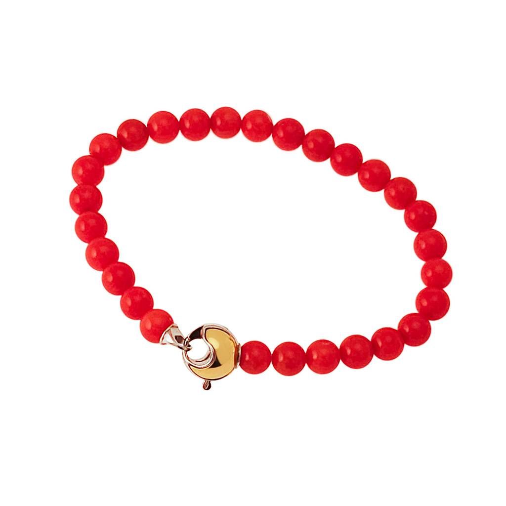 Coral bracelet round closure in two-tone gold