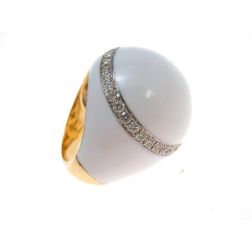 Foto indossata Anello Cupola Bianca Oro Giallo , Bianco e Diamanti