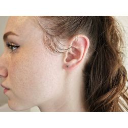 Photo of worn Emerald Circle earrings 3.5mm