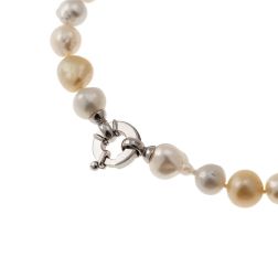 Long Necklace Irregular Pearls White and Gold