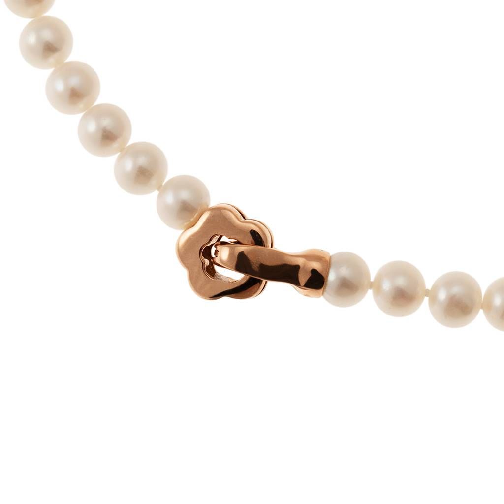 Collana Perle Fresh Water chiusura fiore bombato Oro Rosa 18kt