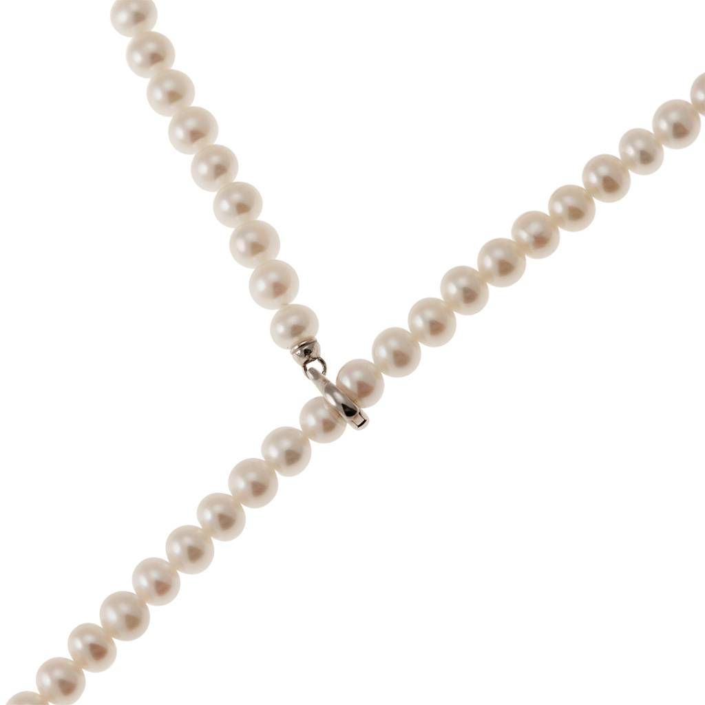 Long Pearl Y Necklace  Adjustable Closure in White Gold