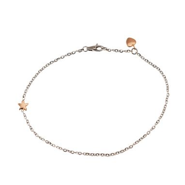 OIDEA Cavigliera Donna Oro Rosa A Strati Con Sfere - Regolabile In Acciaio Inox - Leggera 3g