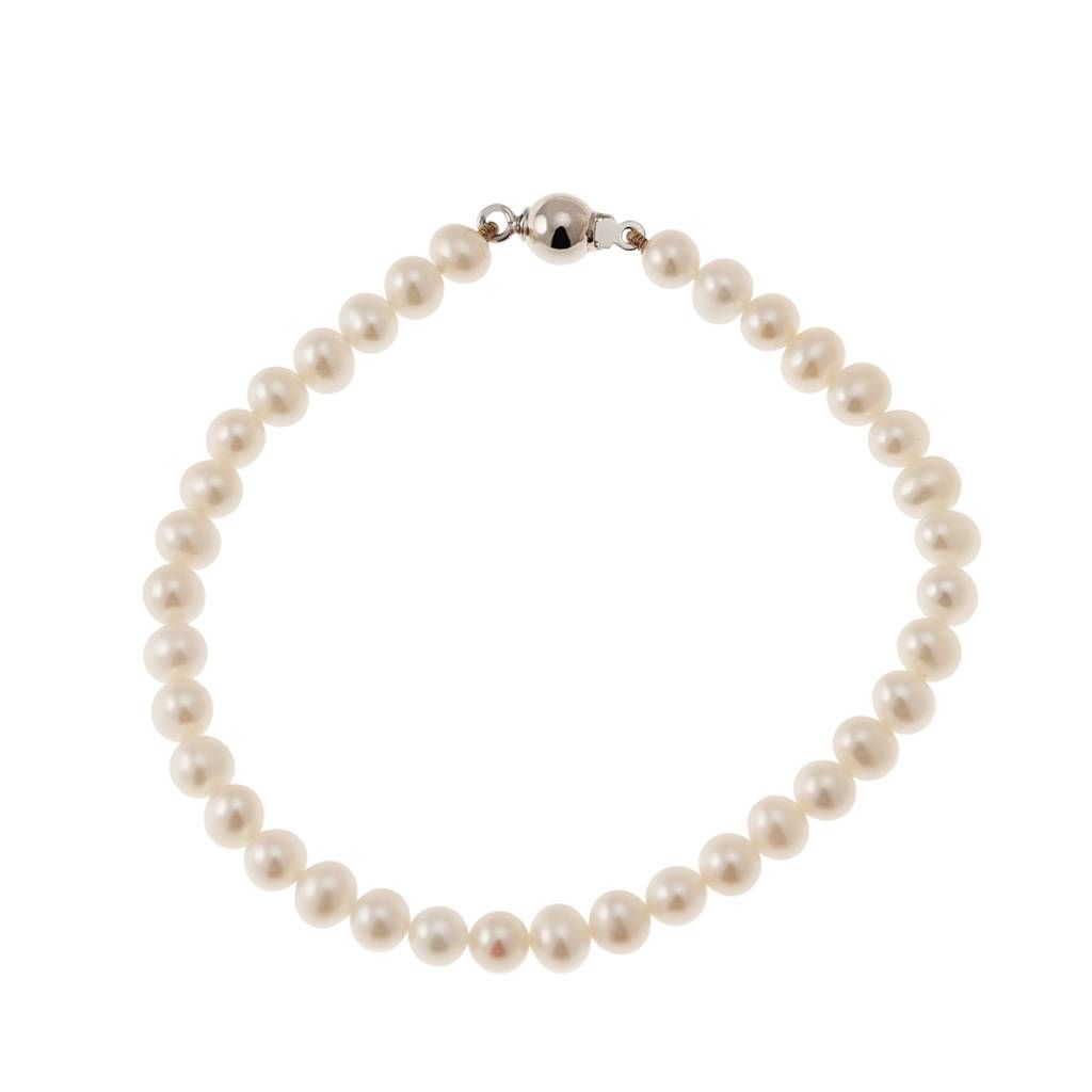 Bracciale Perle semplice con chiusura in Oro Bianco
