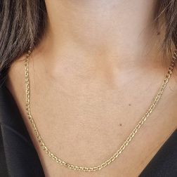 Photo of worn Necklace 50cm flat oval faceted grumetta chain 2.80mm - 2.60mm