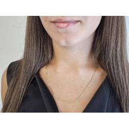 Collana 50cm catena grumetta ovale piatta sfaccettata 2.80mm - 2.60mm foto indossata