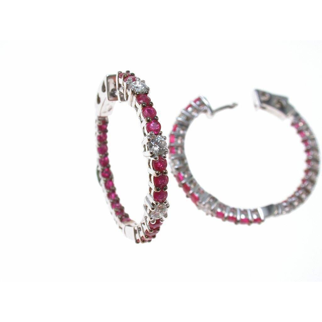 Hoop earrings with Diamonds and Rubies