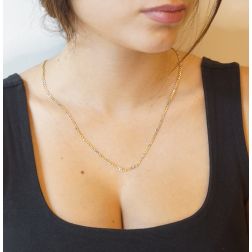 Photo of worn 50cm Necklace 5+1 grumetta&traverse two-tone